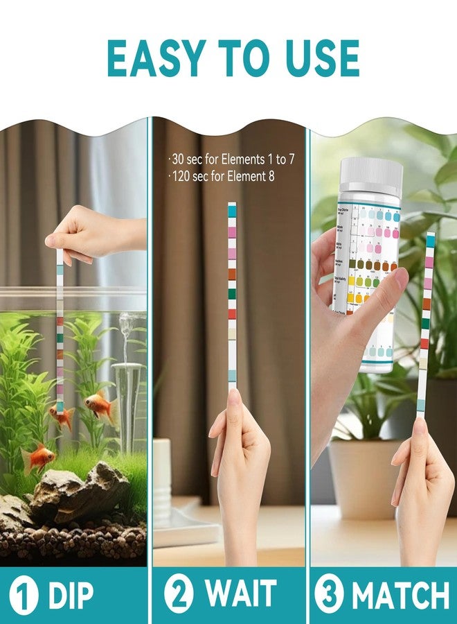 Merydi Aquarium Test Strips,8 Way Aquarium Ammonia Test Strips for Saltwater Freshwater Aquariums,Pond Fish Tanks,150 Aquarium Test Kit-Test pH, Alkalinity,Nitrate,Ammonia and More - Image 5